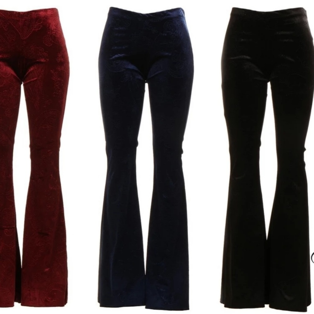 Kimberly Vintage Print Velvet Palazzo Pant